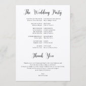 Programma voor de beste dag van het huwelijk programmakaart (Achterkant)