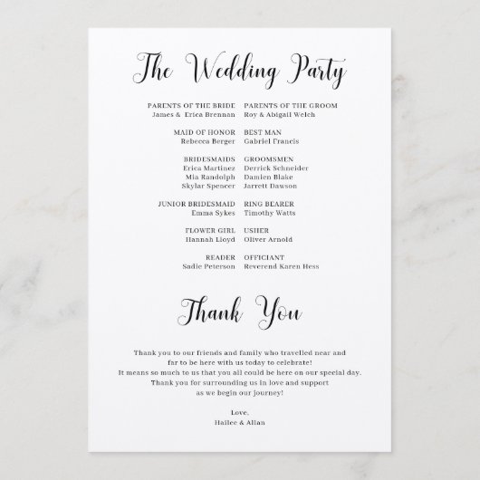 Programma voor de beste dag van het huwelijk programmakaart (Achterkant)