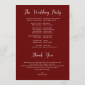 Programma voor de beste dag van het huwelijk programmakaart (Achterkant)