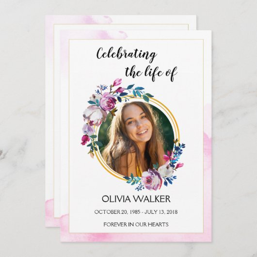 Programma voor de bestelling van paarse bloemen programmakaart (Voorkant / Achterkant)