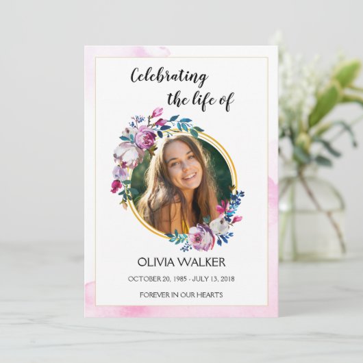 Programma voor de bestelling van paarse bloemen programmakaart (Staand voorkant)