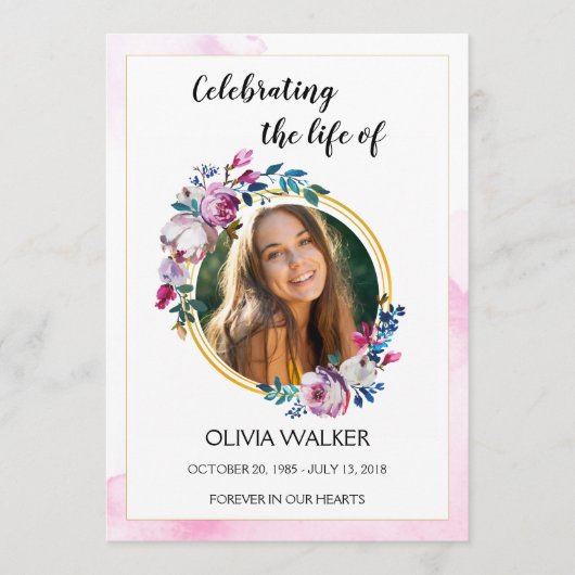 Programma voor de bestelling van paarse bloemen programmakaart (Voorkant)