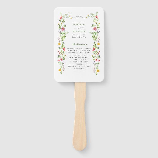 Programma voor de bruiloft van de tuin van wilde b handwaaier (Voorkant)