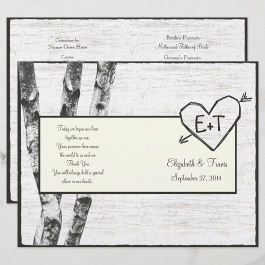 programma voor de bruiloft van de vogelboom (Voorkant / Achterkant)