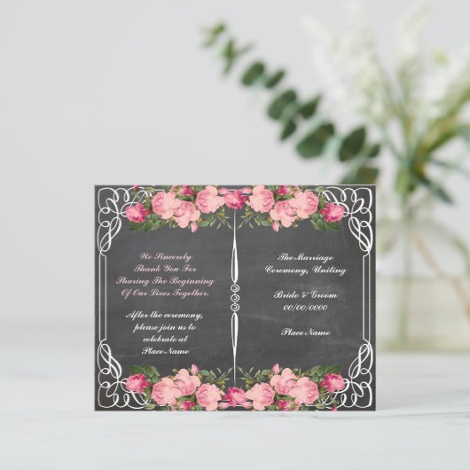 programma voor de bruiloft van florchalkboard (Staand voorkant)