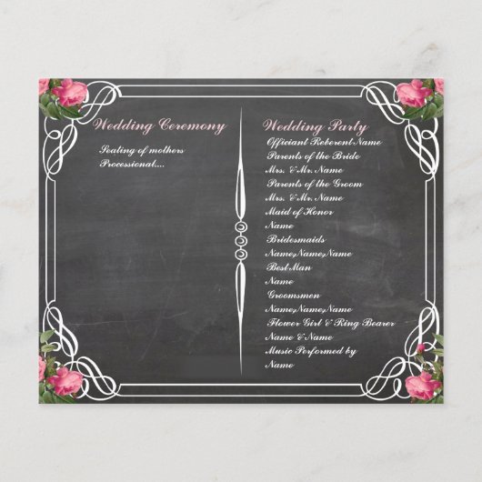 programma voor de bruiloft van florchalkboard (Achterkant)