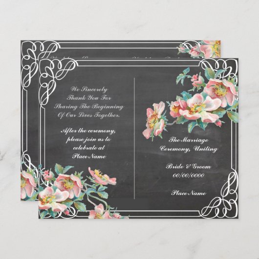 programma voor de bruiloft van florchalkboard (Voorkant / Achterkant)