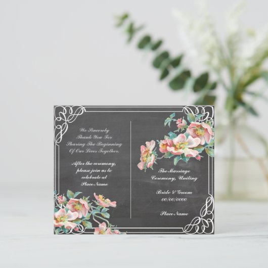 programma voor de bruiloft van florchalkboard (Staand voorkant)