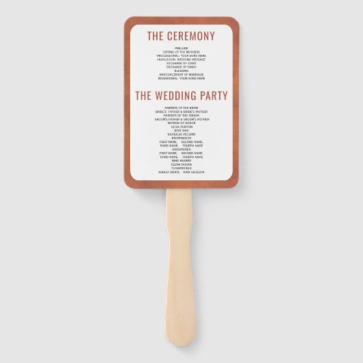 programma voor de bruiloft van gedroogde palmparel handwaaier (Achterkant)