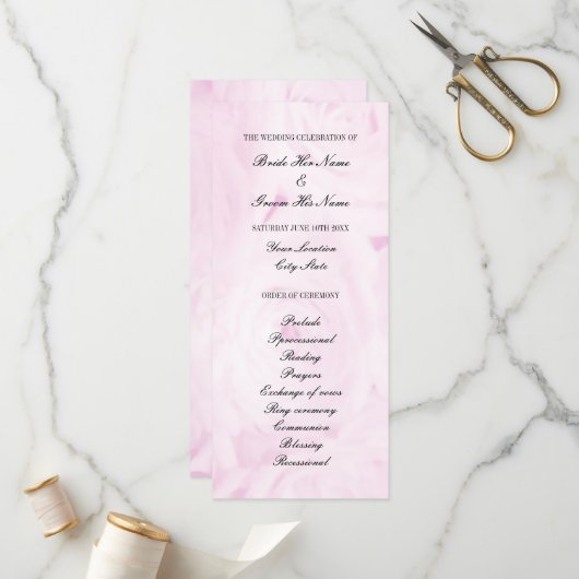 Programma voor de ceremonie van de roze bloem voor programmakaart (Voorkant / Achterkant in situ)