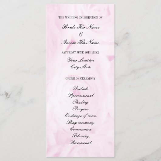 Programma voor de ceremonie van de roze bloem voor programmakaart (Voorkant)