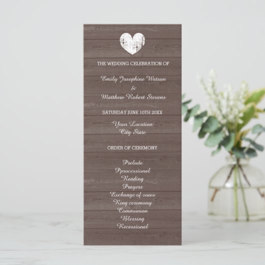  programma voor de kerkbruiloft van het land met h programmakaart (Staand voorkant)