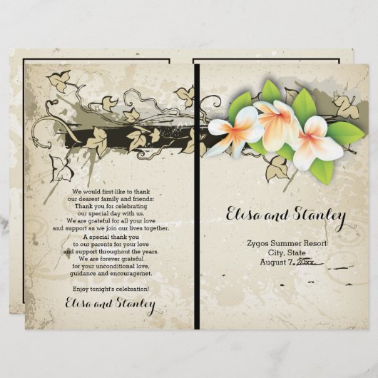 programma voor de plumeria en de ibeige bruiloft (Voorkant / Achterkant)