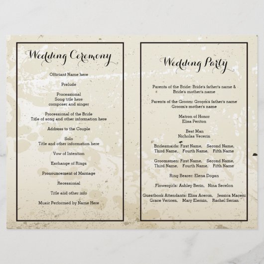 programma voor de plumeria en de ibeige bruiloft (Achterkant)