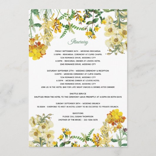 Programma voor de rondweg rond het geel Waterverf Programmakaart (Achterkant)