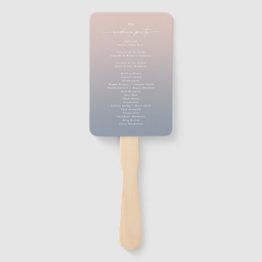 Programma voor de uitreiking van een blauwe bruilo handwaaier (Achterkant)