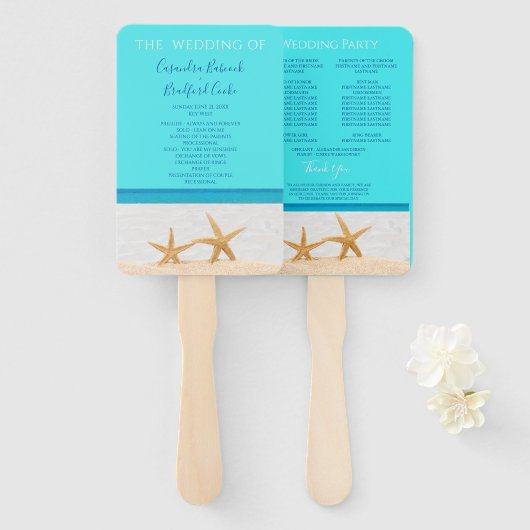 Programma voor de uitreiking van het strandhuwelij handwaaier (Voorkant en achterkant)