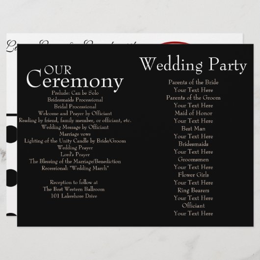 Programma voor de uitzending van een donkerweddens (Voorkant / Achterkant)