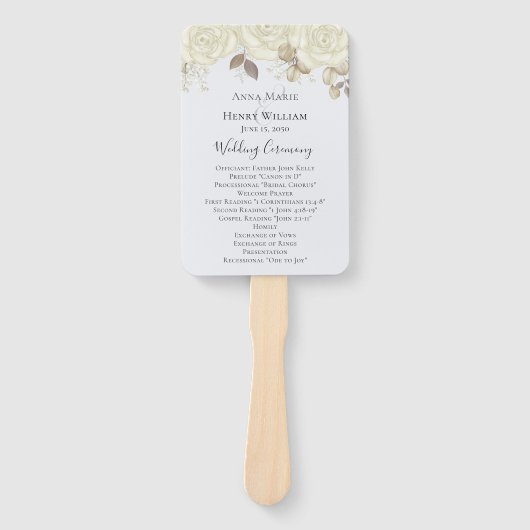 Programma voor de Waterverf van Elegant Wedding Wh Handwaaier (Voorkant)