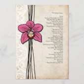  programma voor donkerroze orchidee bruiloft programmakaart (Achterkant)