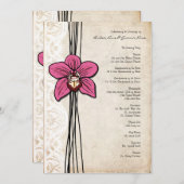 programma voor donkerroze orchidee bruiloft programmakaart (Voorkant / Achterkant)