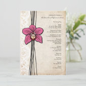  programma voor donkerroze orchidee bruiloft programmakaart (Staand voorkant)