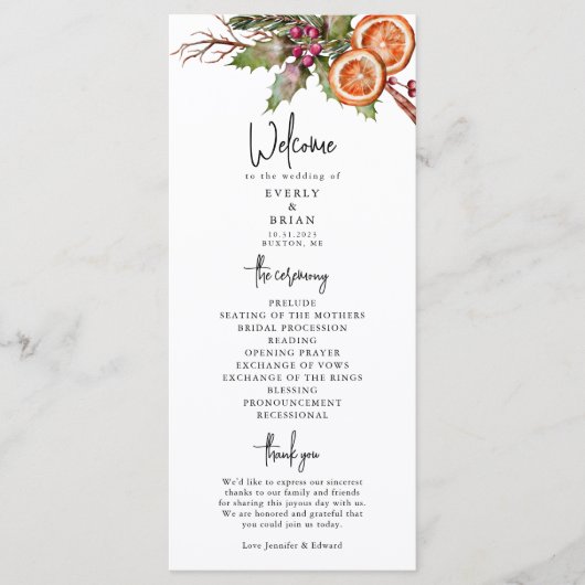 Programma voor echt kerstfeest programmakaart (Voorkant)