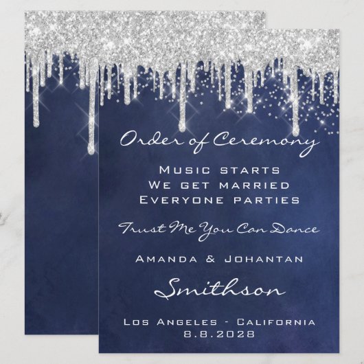 Programma voor een bruiloft Blauwe Zeevlek Zilverg (Voorkant / Achterkant)