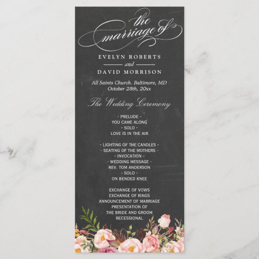  programma voor een bruiloft in het script van Flo Programmakaart (Voorkant)