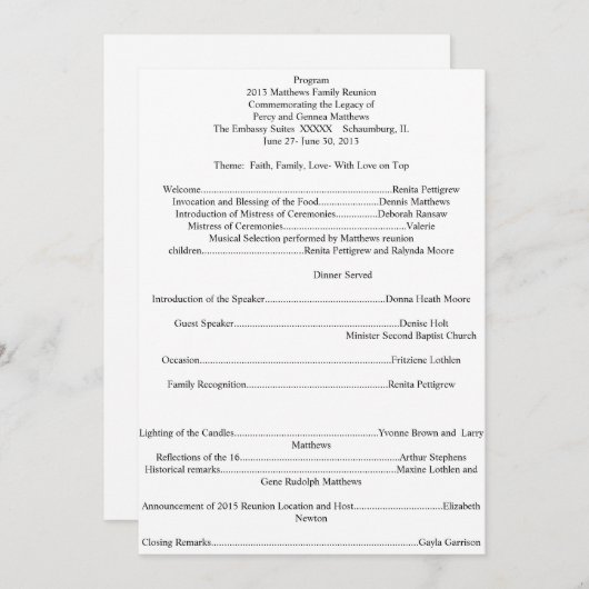 Programma voor gezinshereniging programmakaart (Voorkant / Achterkant)