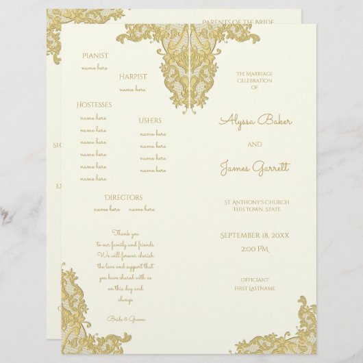  programma voor gouden en ivoren bruiloft (Voorkant / Achterkant)