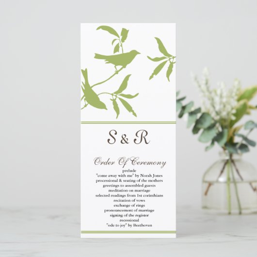 programma voor groene bruiloft programmakaart (Staand voorkant)