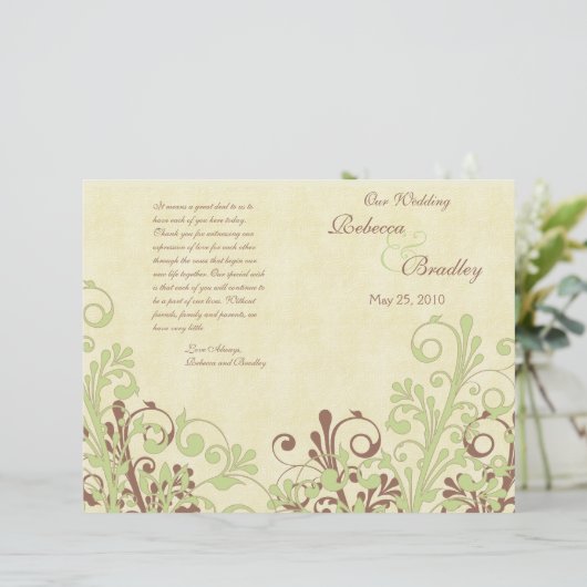 Programma voor groene en Abstracte Floral Wedding (Staand voorkant)