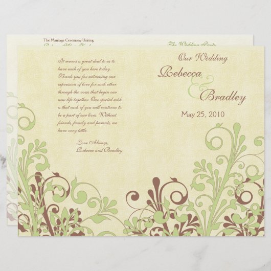 Programma voor groene en Abstracte Floral Wedding (Voorkant / Achterkant)