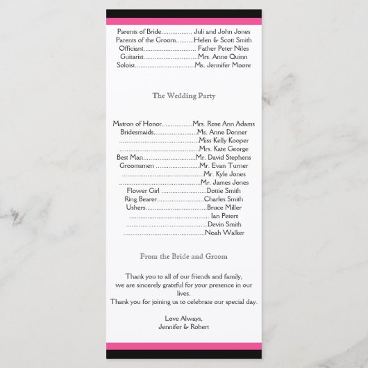 Programma voor het binden van een zwart en donkerr programmakaart (Achterkant)