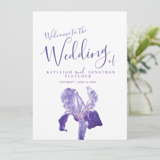 Programma voor het binden van paarse irisbloem programmakaart (Staand voorkant)