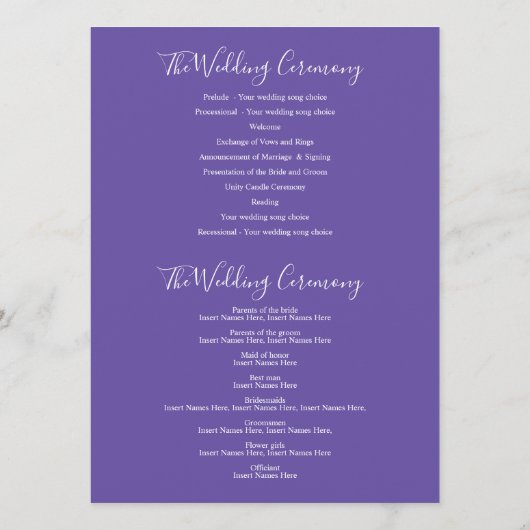 Programma voor het binden van paarse irisbloem programmakaart (Achterkant)