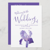 Programma voor het binden van paarse irisbloem programmakaart (Voorkant / Achterkant)