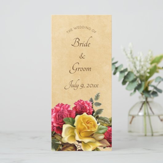  programma voor het binden van rode en gele rozen programmakaart (Staand voorkant)