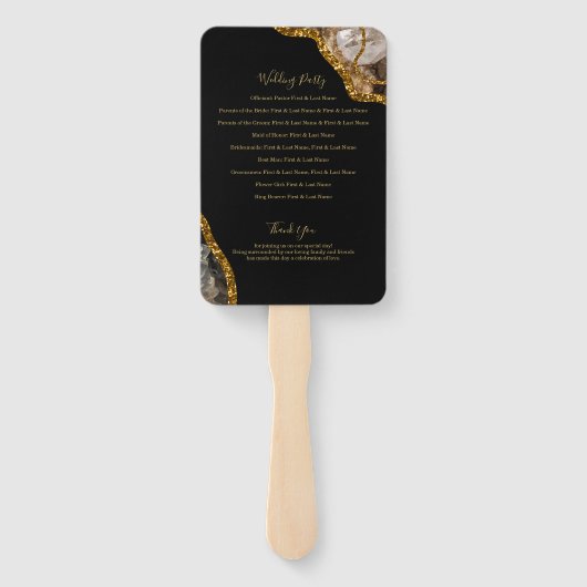 Programma voor het binden van zwarte en goudparach handwaaier (Achterkant)