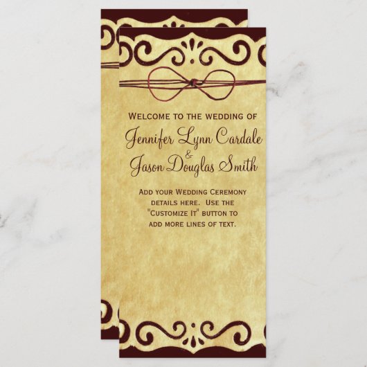  programma voor het huwelijk met Rol Rustic Programmakaart (Voorkant / Achterkant)