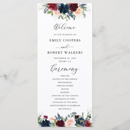 Programma voor het huwelijk tussen Bourgogne en Na Programmakaart (Voorkant)