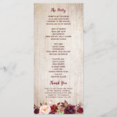 Programma voor het huwelijk tussen burgundy's en R Programmakaart (Achterkant)