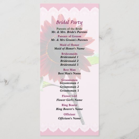 Programma voor het huwelijk tussen Cherry en Choco Programmakaart (Achterkant)