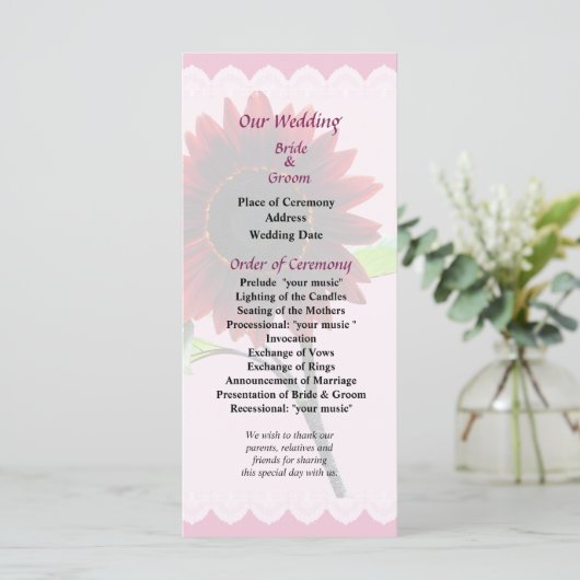 Programma voor het huwelijk tussen Cherry en Choco Programmakaart (Staand voorkant)