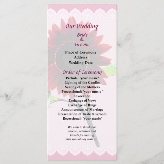 Programma voor het huwelijk tussen Cherry en Choco Programmakaart (Voorkant)