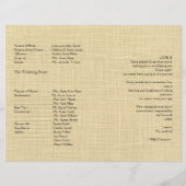 Programma voor het huwelijk tussen Cream Linen en (Achterkant)