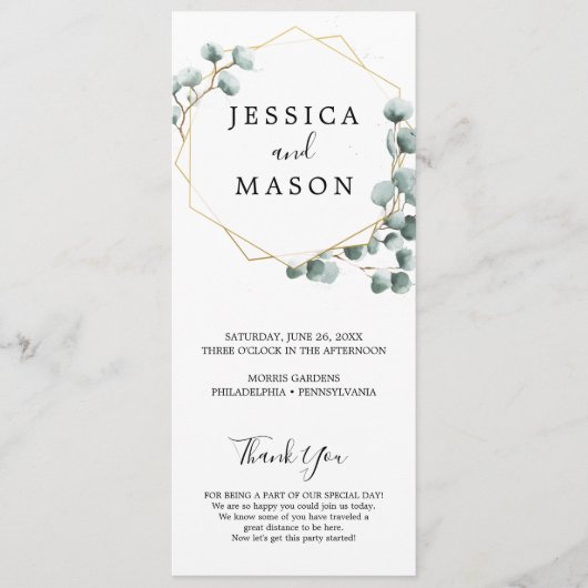 Programma voor het huwelijk tussen de Grieken Euca Programmakaart (Voorkant)