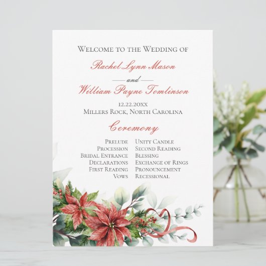 Programma voor het huwelijk tussen de Holiday Poin (Staand voorkant)