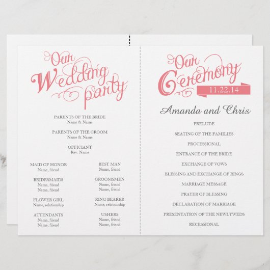 programma voor het huwelijk tussen koraalliefhebb (Voorkant / Achterkant)